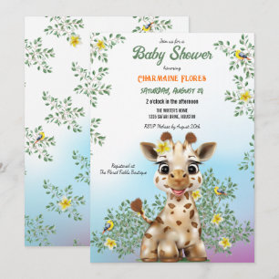 Giraffe Safari Baby Shower Inbjudningar
