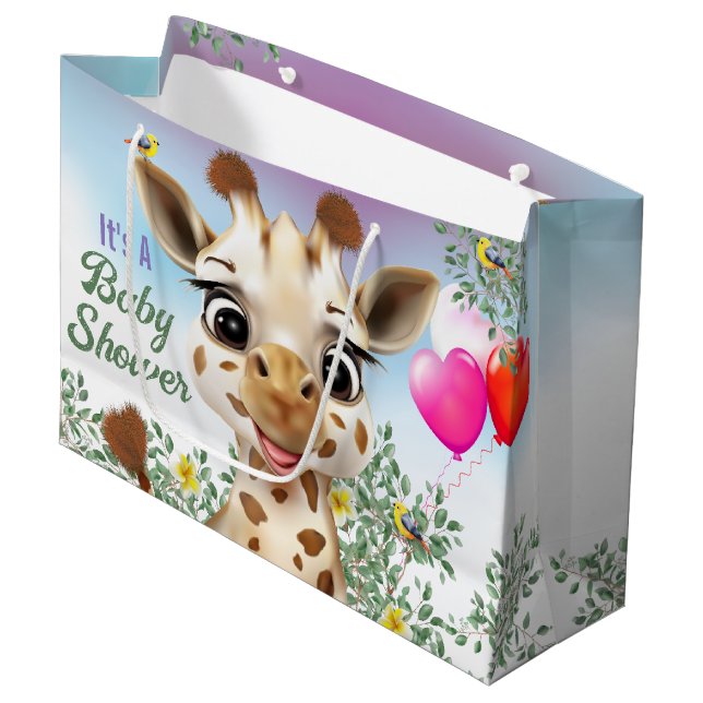 Giraffe Safari Baby Shower Large Gift Bag (Framsidan Vinklad)