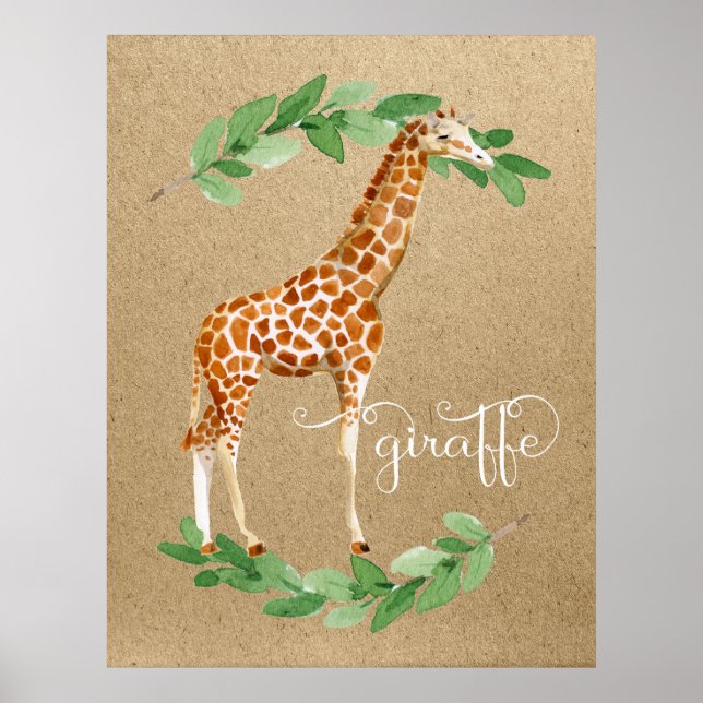 Giraffe Safari Gender Neutral Nursery Art Poster (Framsidan)