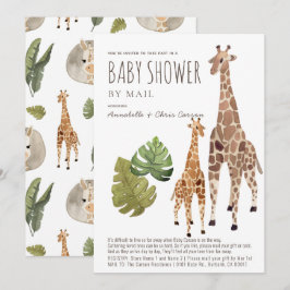 Giraffe Safari Gender-Neutralt Baby Shower by Mail Inbjudningar