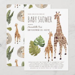 Giraffe Safari Gender-Neutralt Drive by Baby Showe Inbjudningar