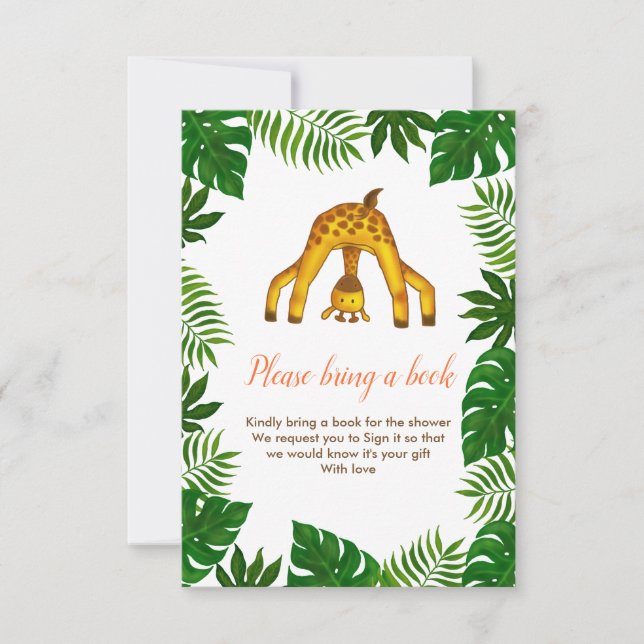 Giraffe Safari Jungle Baby Shower tar en Bok Inbjudningar (Framsida)