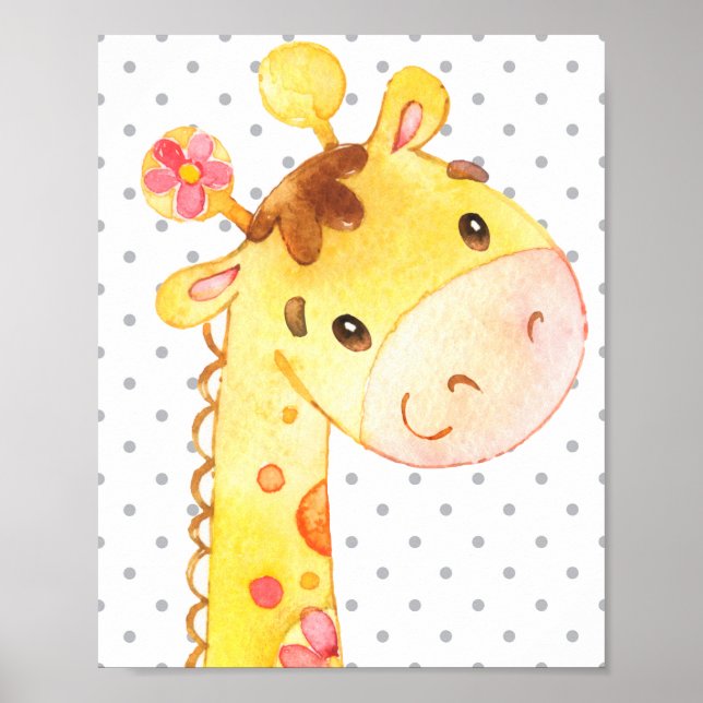 Giraffe Safari Jungle Cute Baby Nursery Gift Poster (Framsidan)