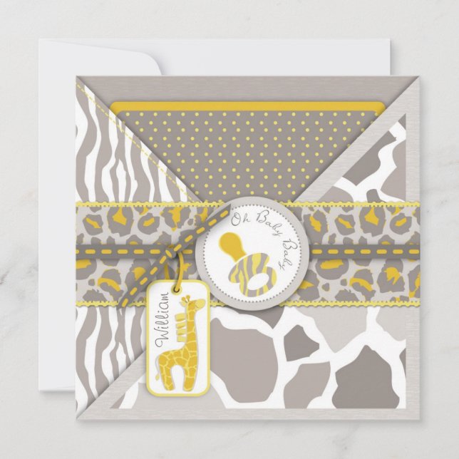 Giraffe Safari Nappar Par Baby Shower Inbjudningar (Framsida)