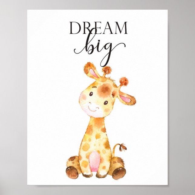 Giraffe Safari Nursery Wall Art Baby Gift Animals Poster (Framsidan)