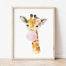 Giraffe, Safari, Rosa Bubble Gum, Girl Nursery