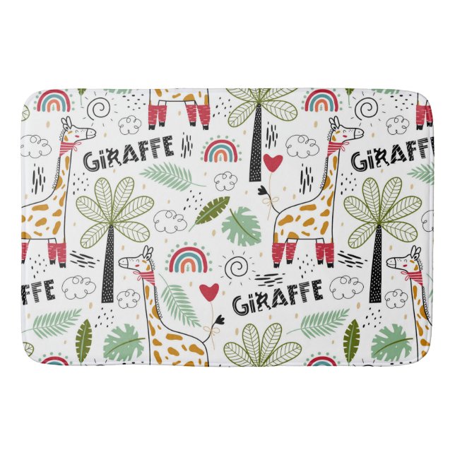 Giraffe Safari themed Handflatan Träd, Rainbow, do Badrumsmatta (Framsidan)