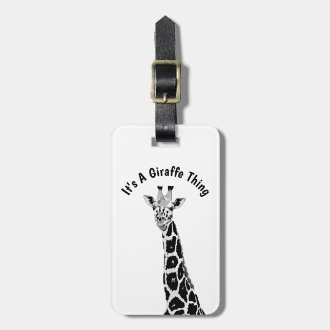 Giraffe Sak Black White Grått Digital Art Bagagebricka (Vertikal Framsida)