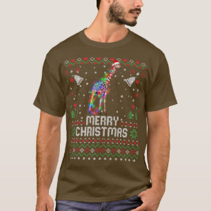 Giraffe Santa Hat Animal Julgran Ljus Hol T Shirt