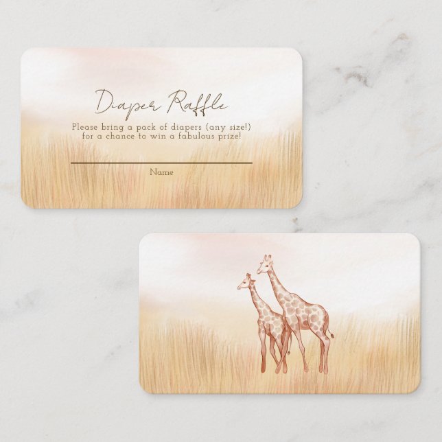 Giraffe Savanah Baby Shower Raffle Tilläggskort (Fram/baksida)