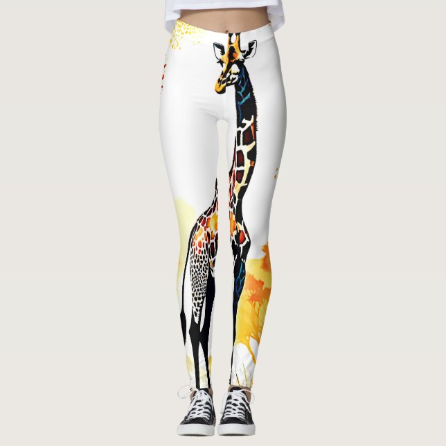 Giraffe Savannah Art Leggings (Framsida)
