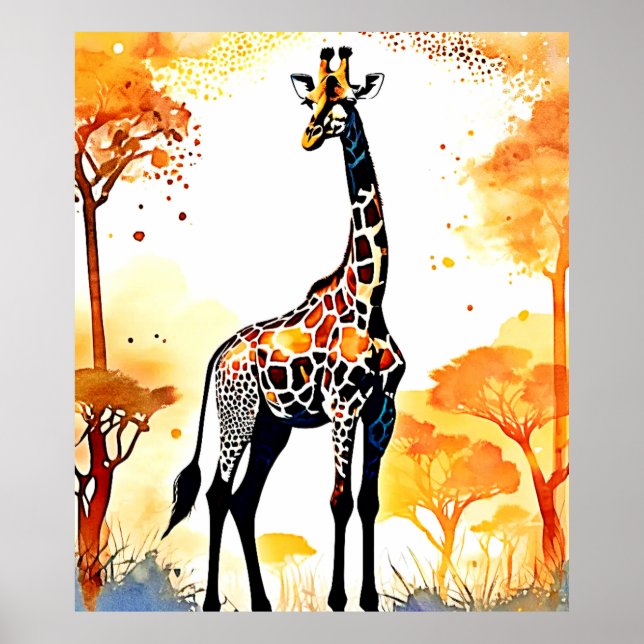 Giraffe Savannah Art Poster (Framsidan)