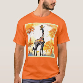 Giraffe Savannah Art T Shirt