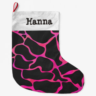 Giraffe Shock rosa and Black Stor Julstrumpa
