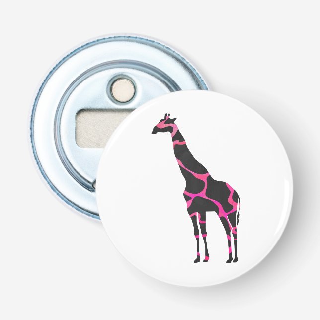 Giraffe Shock rosa och Black Silhouette Flasköppnare (Framsidan)