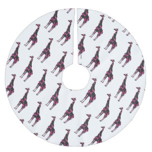 Giraffe Shock rosa och Black Silhouette Julgransmatta Borstad Polyester