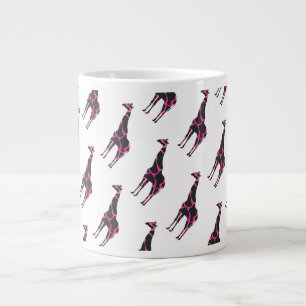 Giraffe Shock rosa och Black Silhouette Jumbo Mugg