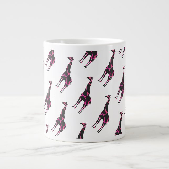 Giraffe Shock rosa och Black Silhouette Jumbo Mugg (Framsidan)