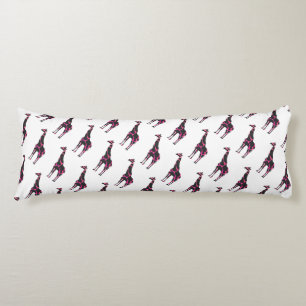 Giraffe Shock rosa och Black Silhouette Kroppskudde