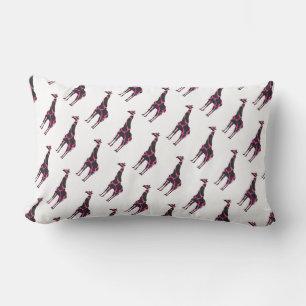 Giraffe Shock rosa och Black Silhouette Lumbarkudde