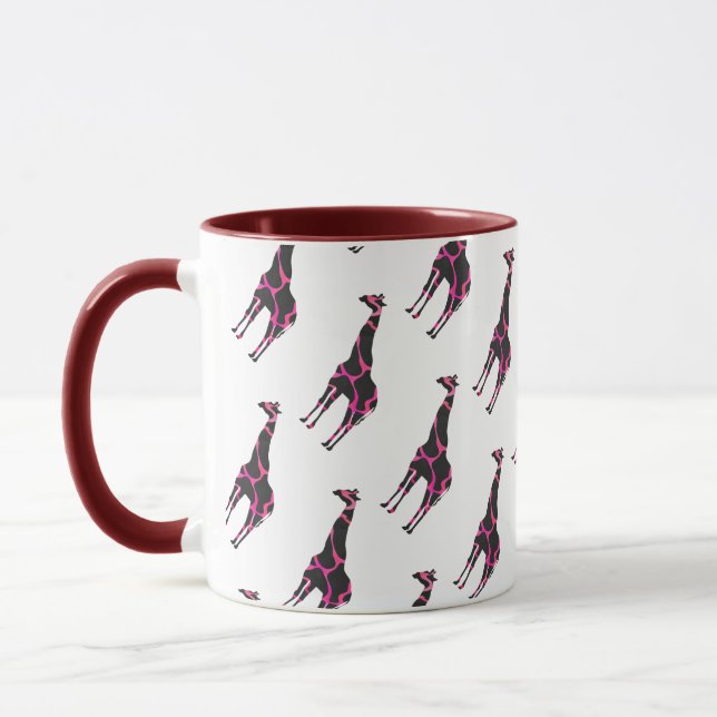 Giraffe Shock rosa och Black Silhouette Mugg (Vänster)