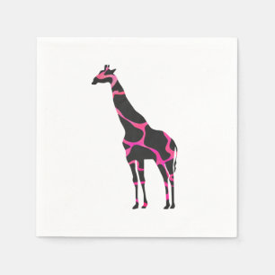 Giraffe Shock rosa och Black Silhouette Pappersservett