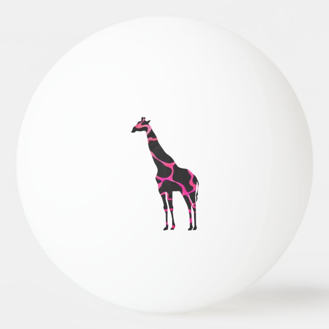 Giraffe Shock rosa och Black Silhouette Pingisboll (Framsidan)