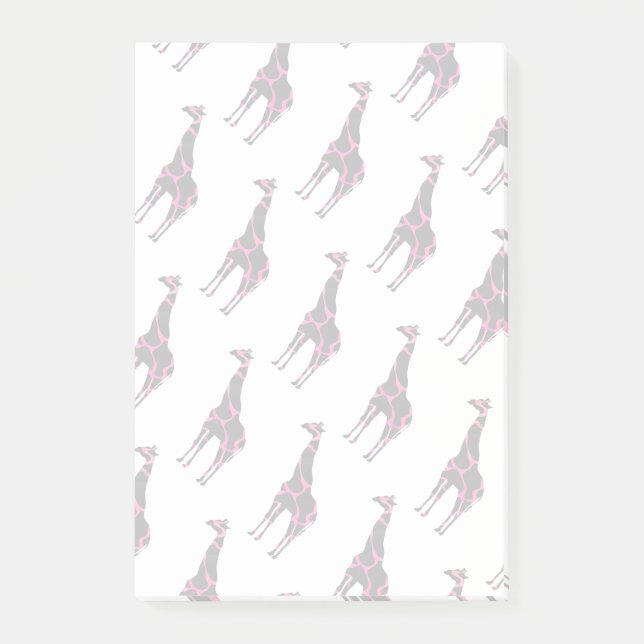 Giraffe Shock rosa och Black Silhouette Post-it Block (Framsida)