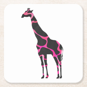 Giraffe Shock rosa och Black Silhouette Underlägg Papper Kvadrat