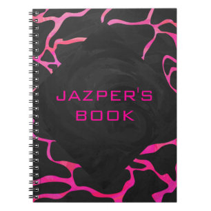 Giraffe Shock rosa och svart utskrift Anteckningsbok