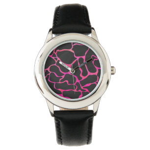 Giraffe Shock rosa och svart utskrift Armbandsur