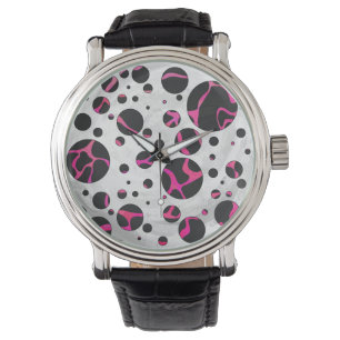Giraffe Shock rosa och svart utskrift Armbandsur