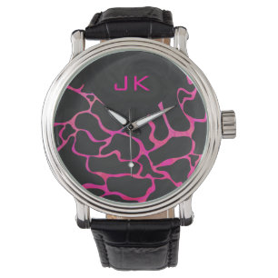 Giraffe Shock rosa och svart utskrift Armbandsur