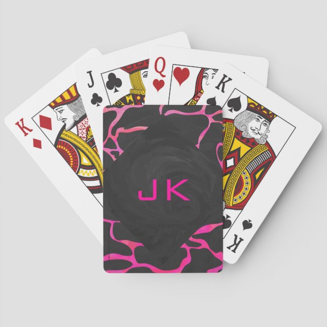 Giraffe Shock rosa och svart utskrift Casinokort (Baksidan)