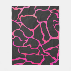 Giraffe Shock rosa och svart utskrift Fleecefilt
