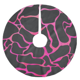 Giraffe Shock rosa och svart utskrift Julgransmatta Borstad Polyester