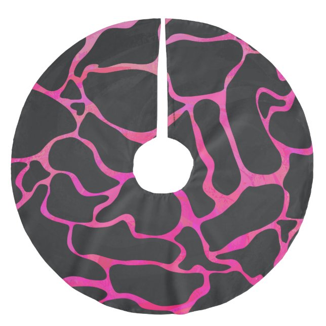 Giraffe Shock rosa och svart utskrift Julgransmatta Borstad Polyester (Framsidan)