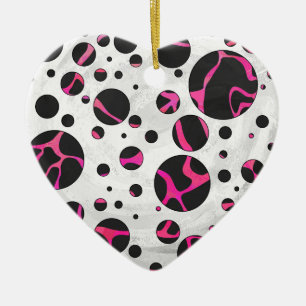 Giraffe Shock rosa och svart utskrift Julgransprydnad Keramik