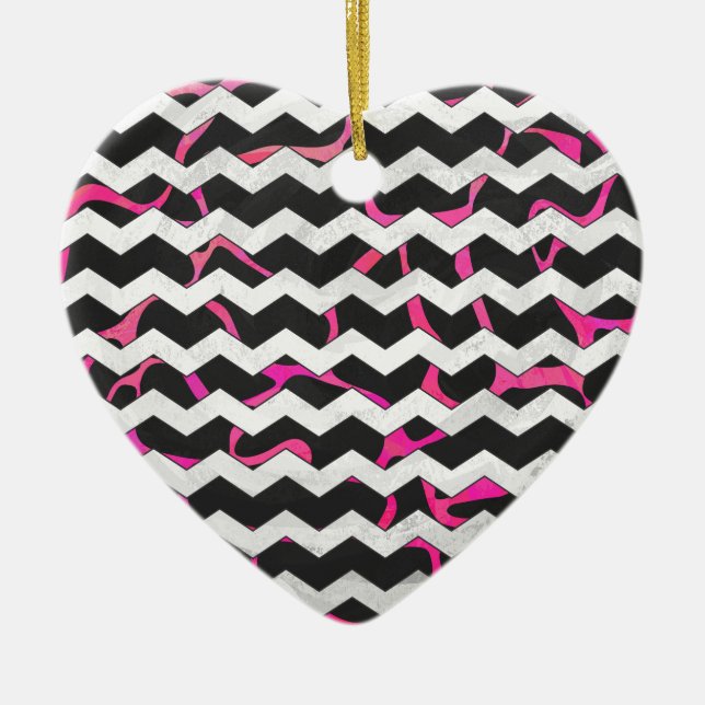 Giraffe Shock rosa och svart utskrift Julgransprydnad Keramik (Framsidan)