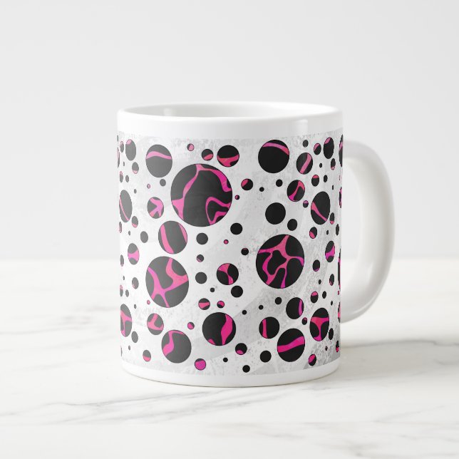 Giraffe Shock rosa och svart utskrift Jumbo Mugg (Framsida höger)