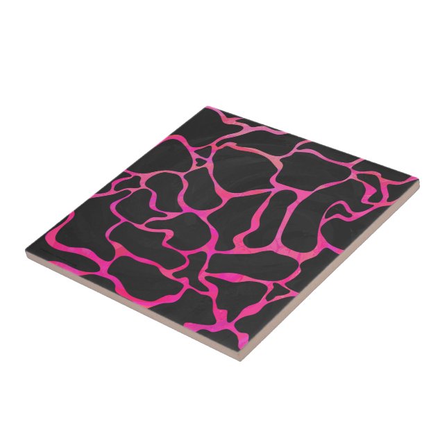 Giraffe Shock rosa och svart utskrift Kakelplatta (Sidan)