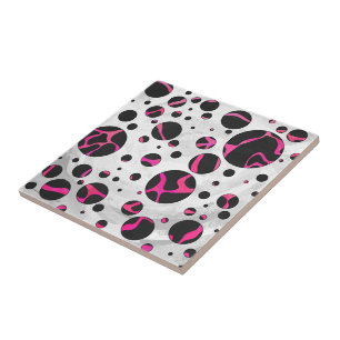 Giraffe Shock rosa och svart utskrift Kakelplatta