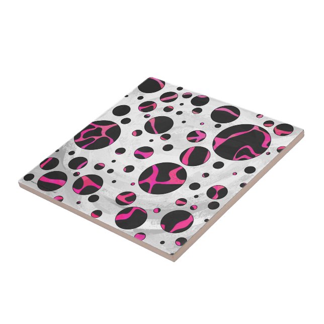Giraffe Shock rosa och svart utskrift Kakelplatta (Sidan)