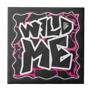 Giraffe Shock rosa och svart utskrift Kakelplatta