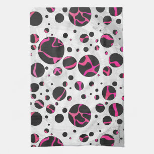 Giraffe Shock rosa och svart utskrift Kökshandduk