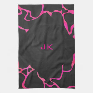 Giraffe Shock rosa och svart utskrift Kökshandduk