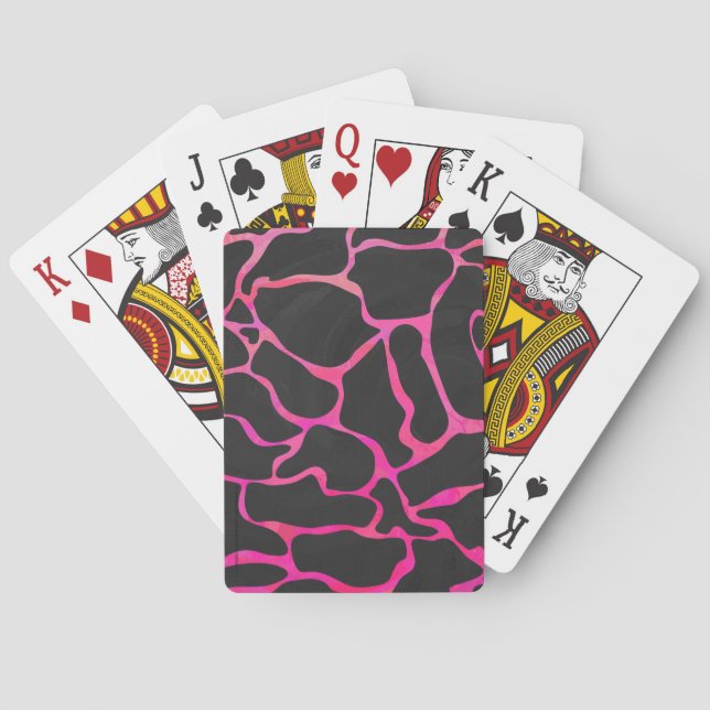 Giraffe Shock rosa och svart utskrift Kortlek (Baksidan)