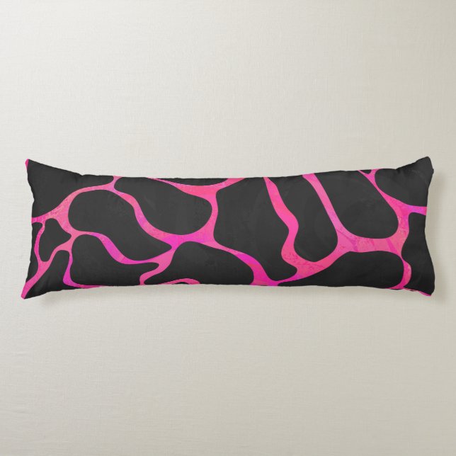 Giraffe Shock rosa och svart utskrift Kroppskudde (Framsidan)