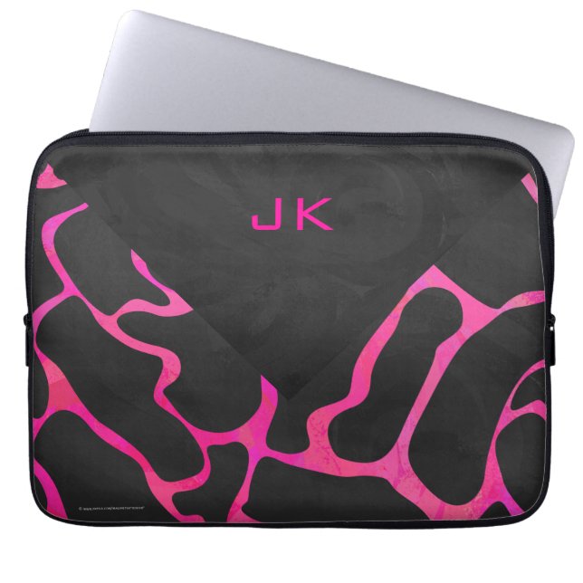 Giraffe Shock rosa och svart utskrift Laptop Sleeve (Framsidan)