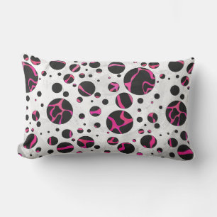 Giraffe Shock rosa och svart utskrift Lumbarkudde
